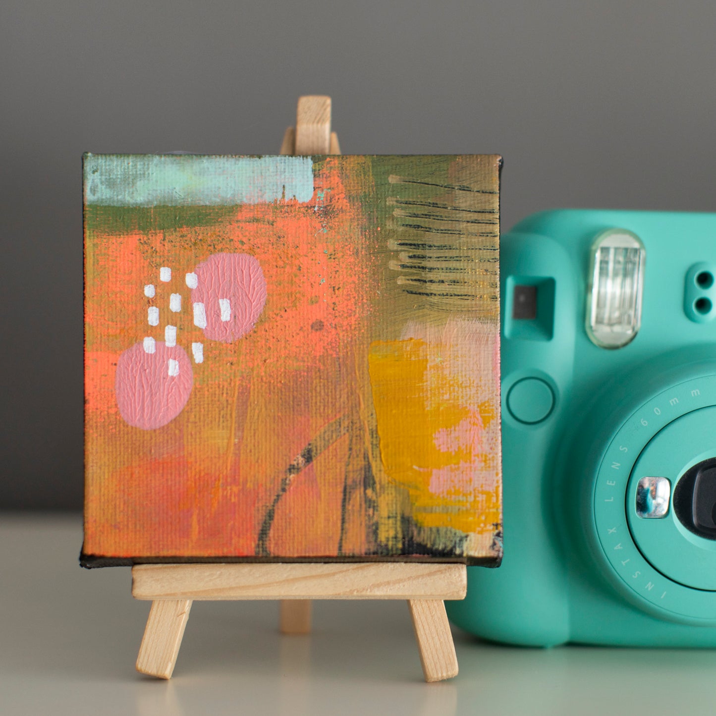 "Mini 2" - 4"x 4" canvas and easel
