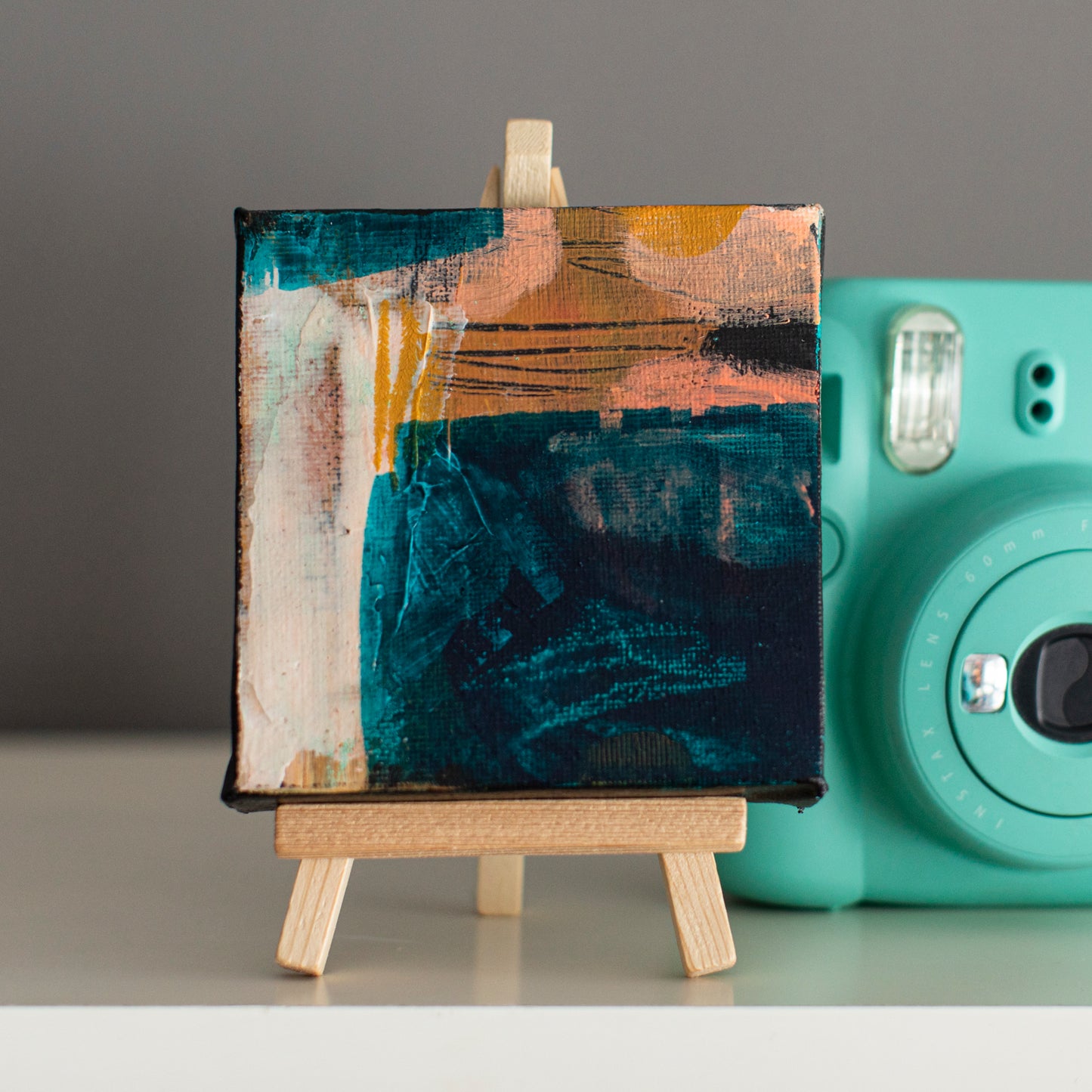 "Mini 5" - 4"x 4" canvas and easel