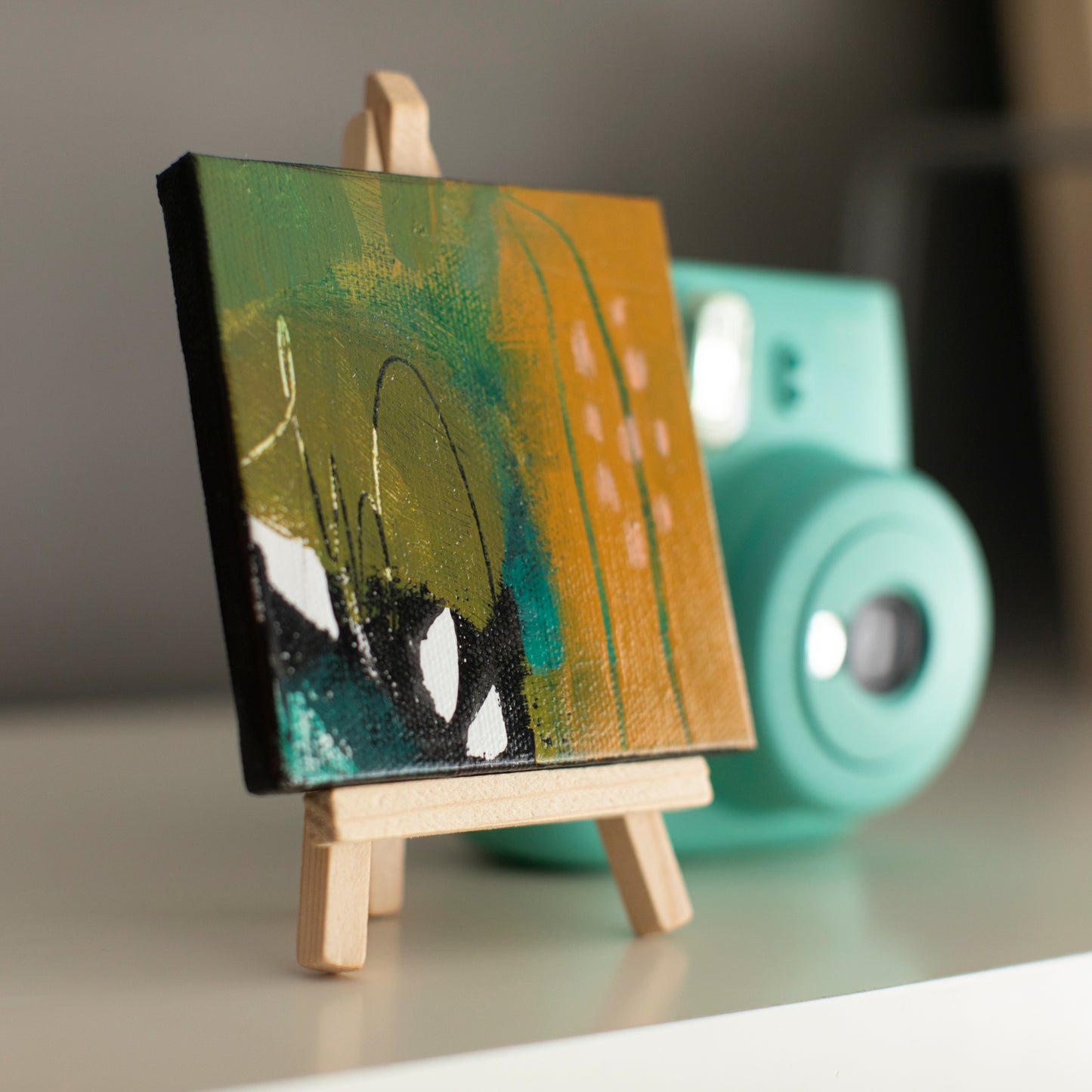 "Mini 1" - 4"x 4" canvas and easel