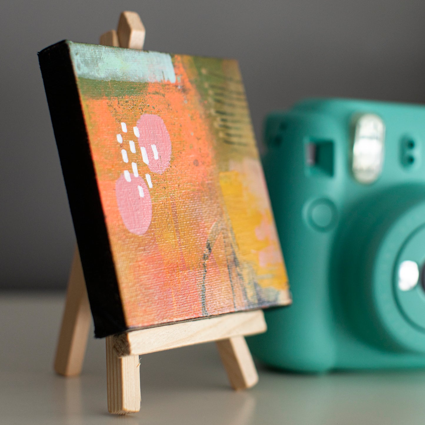"Mini 2" - 4"x 4" canvas and easel